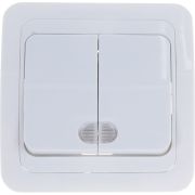 Выключатель 2-кл. СП Валери 10А IP20 с подсветкой бел. UNIVersal В0123
