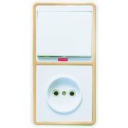 Блок БКВР-214 Бэлла (1-кл. выкл. с инд. + розетка) зол. Кунцево 5818