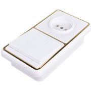 Блок БКВР-039 Бэлла (3-кл. выкл. + розетка) зол. Кунцево 5840