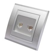 Розетка компьютерная + телефонная 2-м СП Бриллиант серебр. UNIVersal 7949865