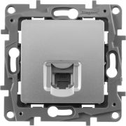 Розетка телефонная 1-м СП Etika RJ11 механизм алюм. IEK 672440