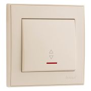 Переключатель проходной 1-кл. СП Rain 10А IP20 с подсветкой жемчуж./бел. метал. LEZARD 703-3030-114