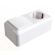 Блок комбинированный ОП БКВР-428 Оптима (2-кл. выкл. + розетка с заземл.) бел. Кунцево 8066