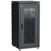 Шкаф сетевой 19дюйм LINEA N 24U 600х600мм стеклянная передняя дверь задняя металлическая черн. ITK LN05-24U66-GM