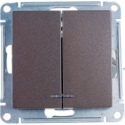 Выключатель 2-кл. СП AtlasDesign 10А IP20 (сх. 5а) 10AX с подсветкой механизм мокко SE ATN000653