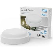 Светильник светодиодный Elementary 12Вт 6500К IP65 980лм d140х48мм ДБП круг настенно-потолочный с оптико-микроволнов. датчиком GAUSS 126411312-S