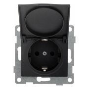 Розетка 1-м СП Bravo 16А 250В с заземл. защ. шторки с крышкой механизм графит GUSI С10Р91-010