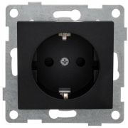 Розетка 1-м СП Bravo 16А 250В с заземл. защ. шторки механизм графит GUSI С10Р4-010