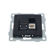 Розетка компьютерная 1-м СП Bravo RJ45 механизм графит GUSI С10К1-010