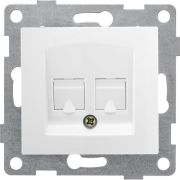 Розетка компьютерная + телефонная 2-м СП Bravo RJ45 + RJ12 механизм бел. GUSI С10КТ-001