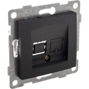 Розетка телефонная 1-м СП Bravo RJ12 механизм графит GUSI С10Т1-010