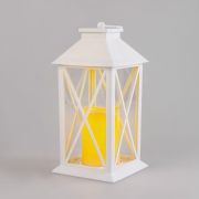 Фонарь декоративный 14х14х29см тепл. бел. со свечой корпус бел. Neon-Night 513-046