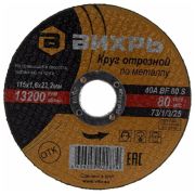 Круг отрезной по металлу 115х1.6х22мм Вихрь 73/1/3/25