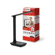 Светильник светодиодный настольный ССО 09Ч 12Вт 3000-6500К 600лм сенсор-диммер с беспров. зарядкой для телефона с адаптером черн. IN HOME 4690612036588