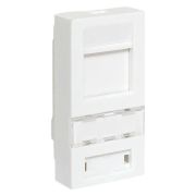 Вставка розеточная 45х22.5мм формат Mosaic на 1 модуль Keystone защ. шторки с маркером бел. TERACOM PRO EKF TRP-INS-MOS-1M1P-WH