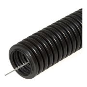 Труба гофрированная ПНД тяжелая d25мм с протяжкой 750 Н безгалоген. (HF) стойкая к УФ черн. (уп.50м) Промрукав PR.022541