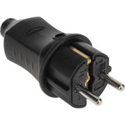 Вилка прямая влагозащ. 16А IP44 230В 2P+PE каучук черн. PROCONNECT 111-001-4