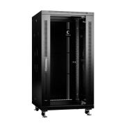 Шкаф монтажный телекоммуникационный напольный SH-05C-22U60/80-BK 19дюйм для распред. и серверн. оборудования 22U 600х800х1166мм передн. стеклян. и задн. сплошн. метал. двери ручка с замком черн. (RAL 9004) Cabeus 8572c