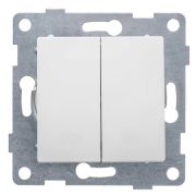 Переключатель проходной 2-кл. СП Ugra 10А 250В для двух цепей механизм бел. матов. GUSI С11В8-041