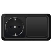 Блок ОП Олимп 1-кл. выкл.10А + роз. с заземл. 16А 220В горизонт. черн. Universal 7946806