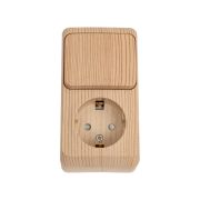 Блок ОП Этюд (1-м розетка с заземл. защ. шторки + 1-кл. выкл.) сосна SE BPA16-201D