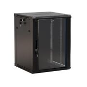 Шкаф настенный TWB-1266-GP-RAL9004 19дюйм 12U 650х600х600мм стеклян. дверь черн. Hyperline 392634