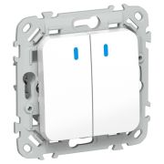 Выключатель 2-кл. СП FLITE ВС12-1-1-ФлБ 10А с индикацией механизм бел. IEK FI-V20-1-10-1-K01